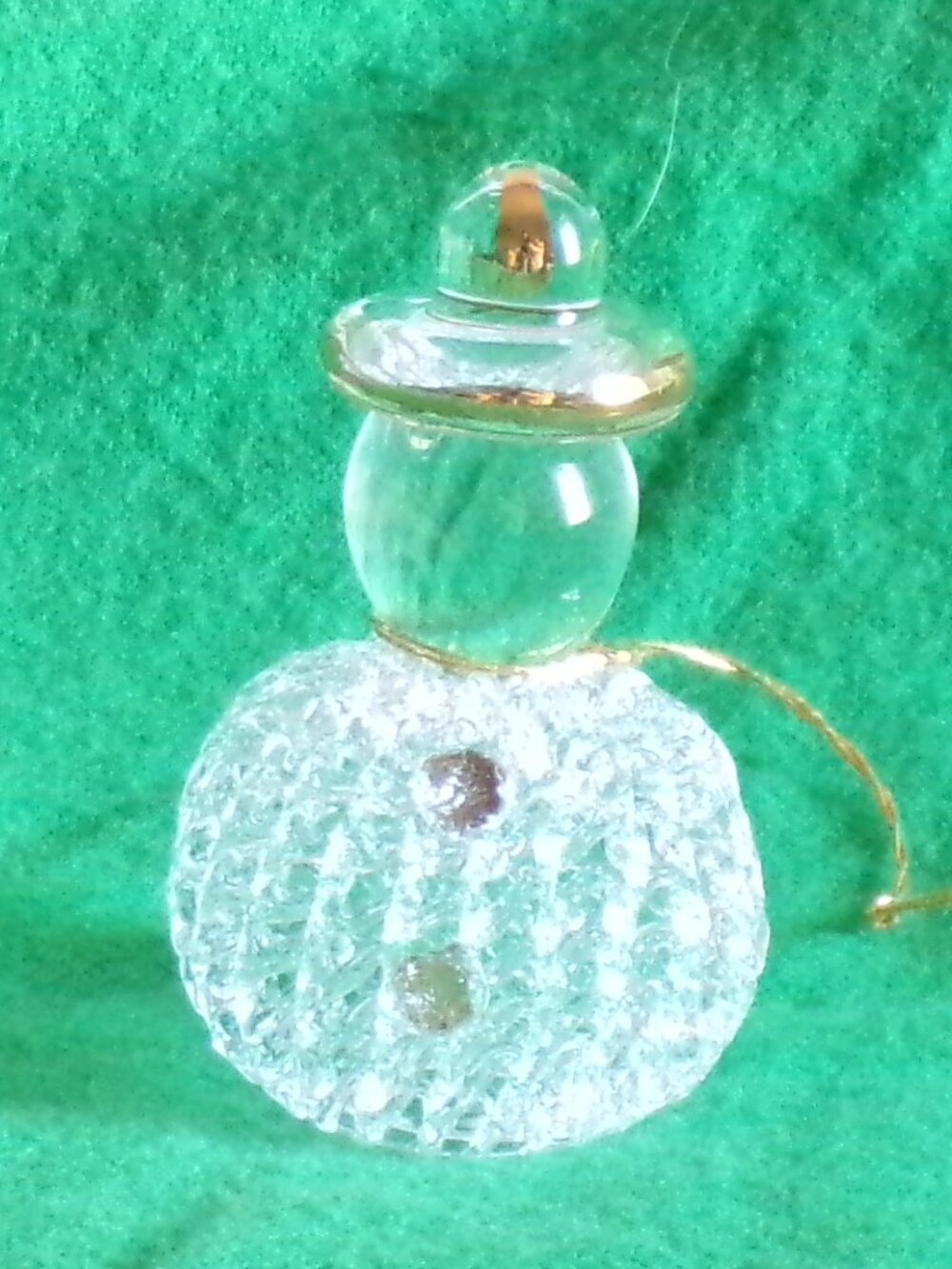 Glass Crystal Snowman Ornament Hand Blown Intricate